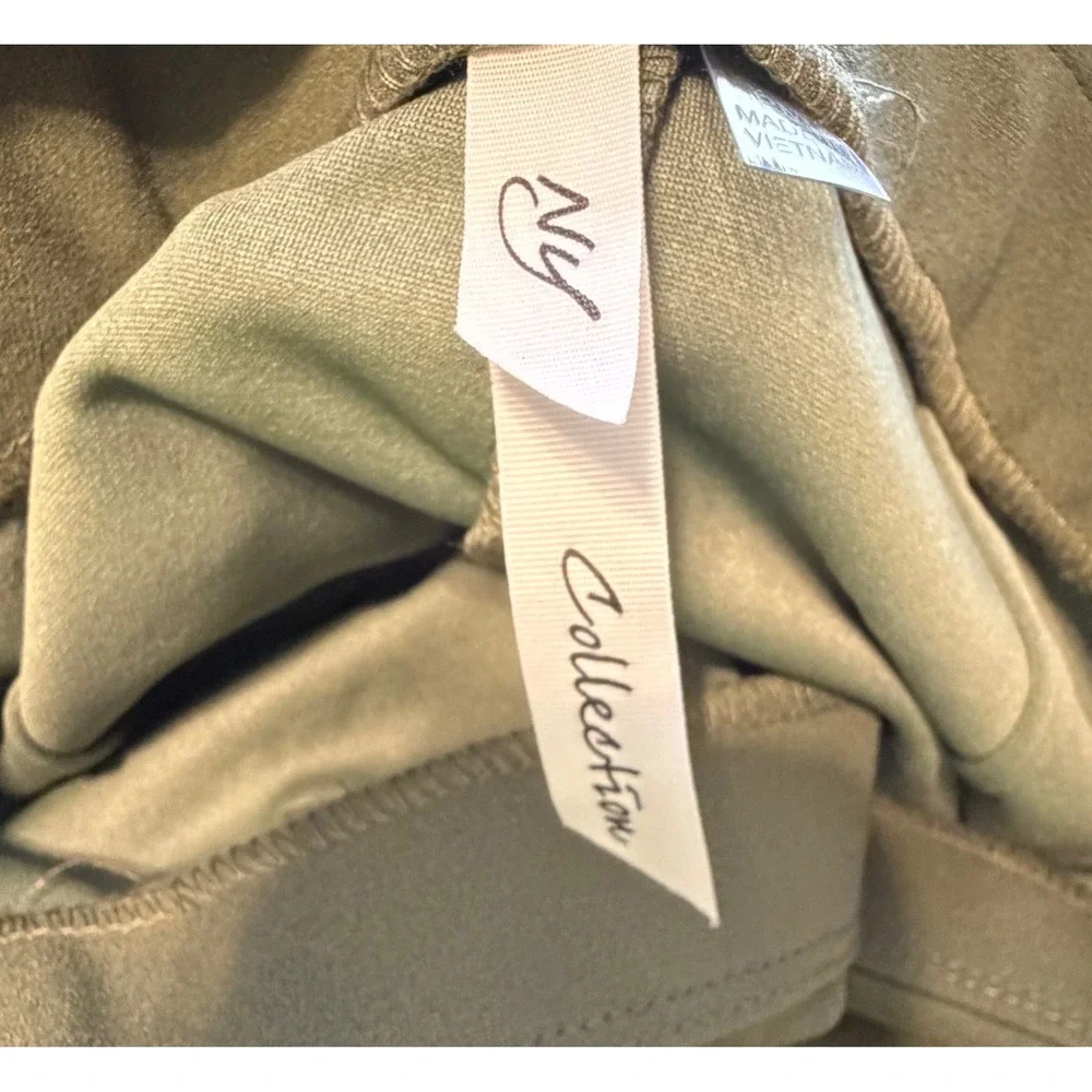 NY Collection Olive Green Petite Slim Belted Scuba Crepe Cargo Skirt Medium Chic